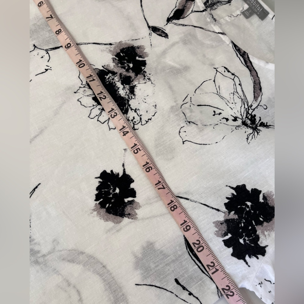 Habitat Linen Blend Floral Swing Shirt Women’s S White Black Floral Lagenlook - Picture 6 of 8
